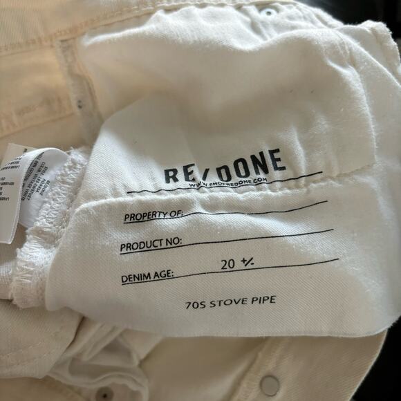 RE/DONE 70s Stove Pipe High Rise Straight Ankle Jeans in Vintage White size 25 - Picture 12 of 14